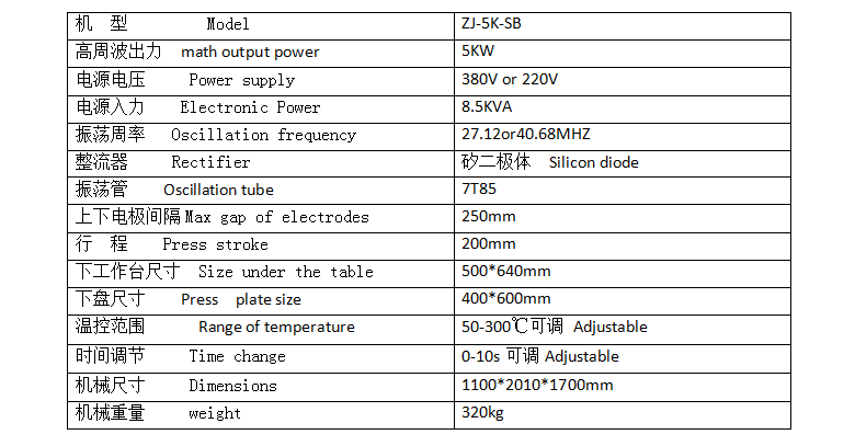 推盤式高周波機(jī)參數(shù) 推盤式高周波機(jī)參數(shù)
